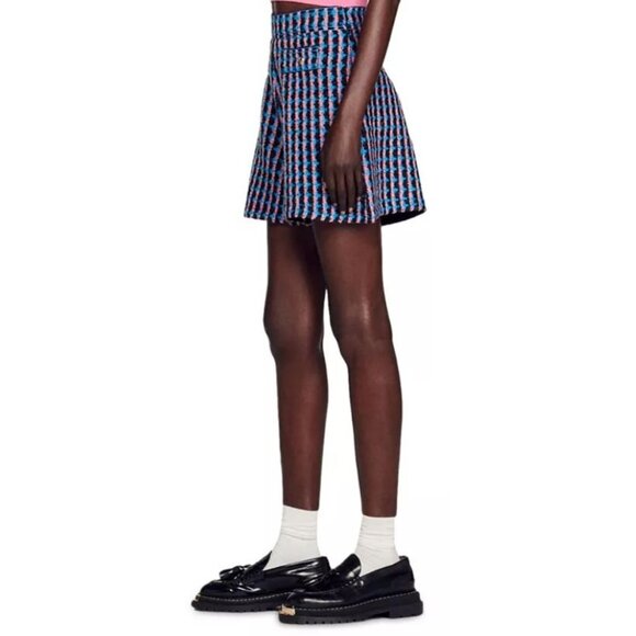 New Sandro $295 Gilo Plaid Tweed Shorts Sz 42 XL - Picture 3 of 9